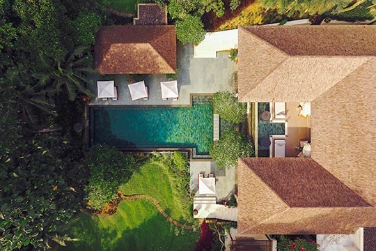 Private pool and villa